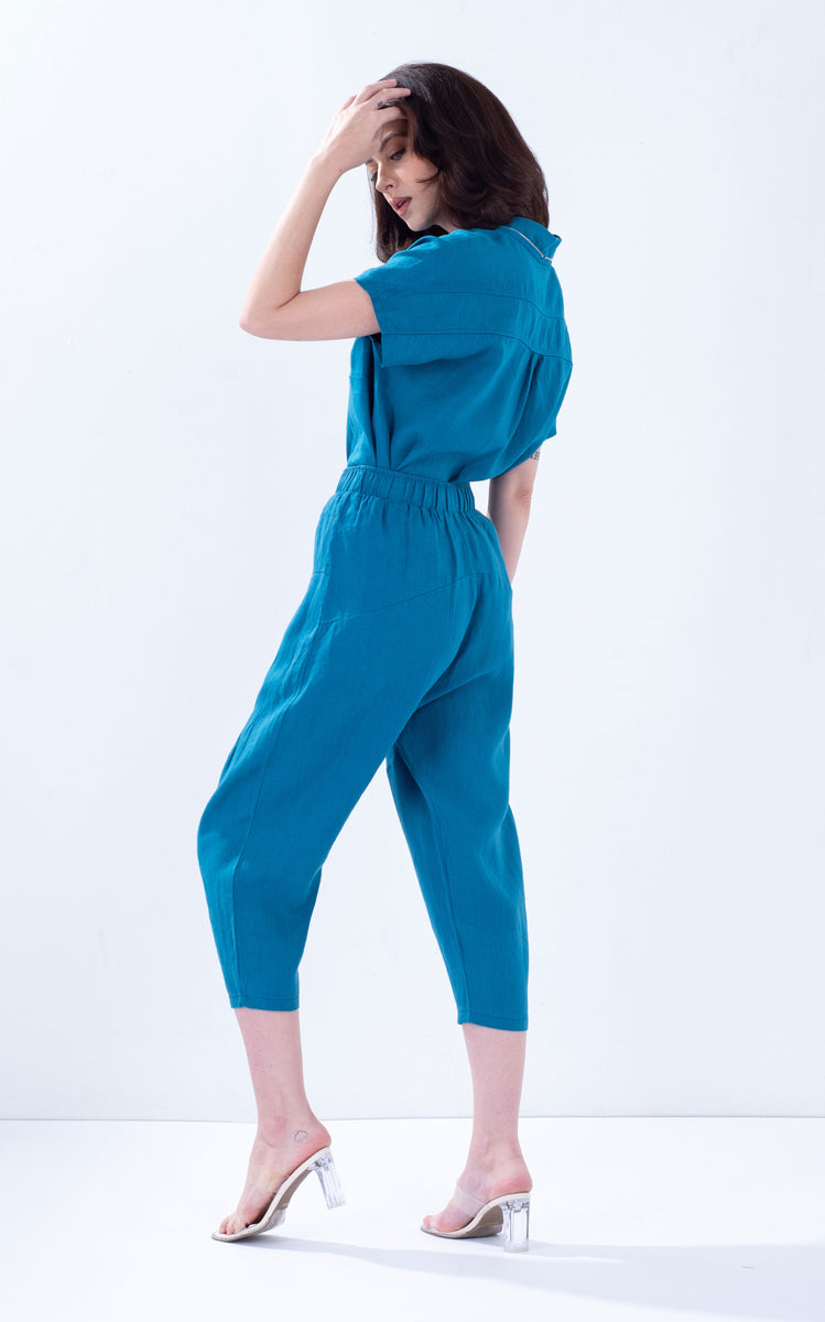 Linen Baggy Crop Pant