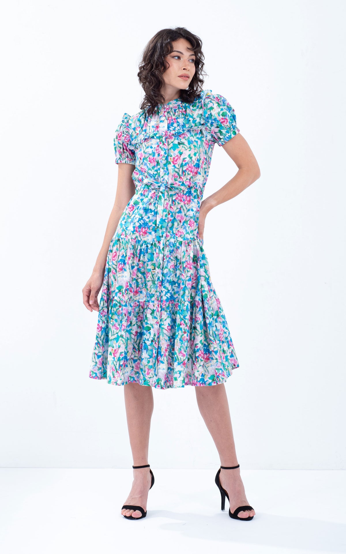 Floral Cotton Tiered Dress
