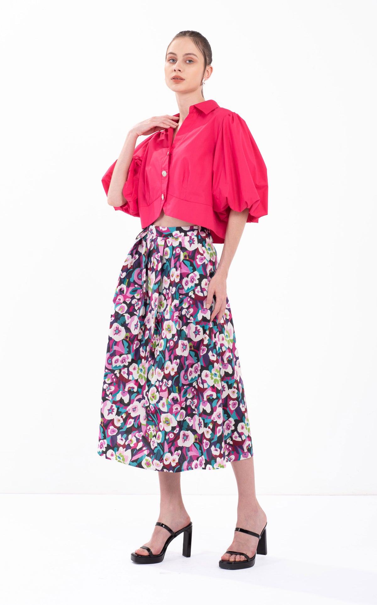 Abstract Printed Midi Skirt