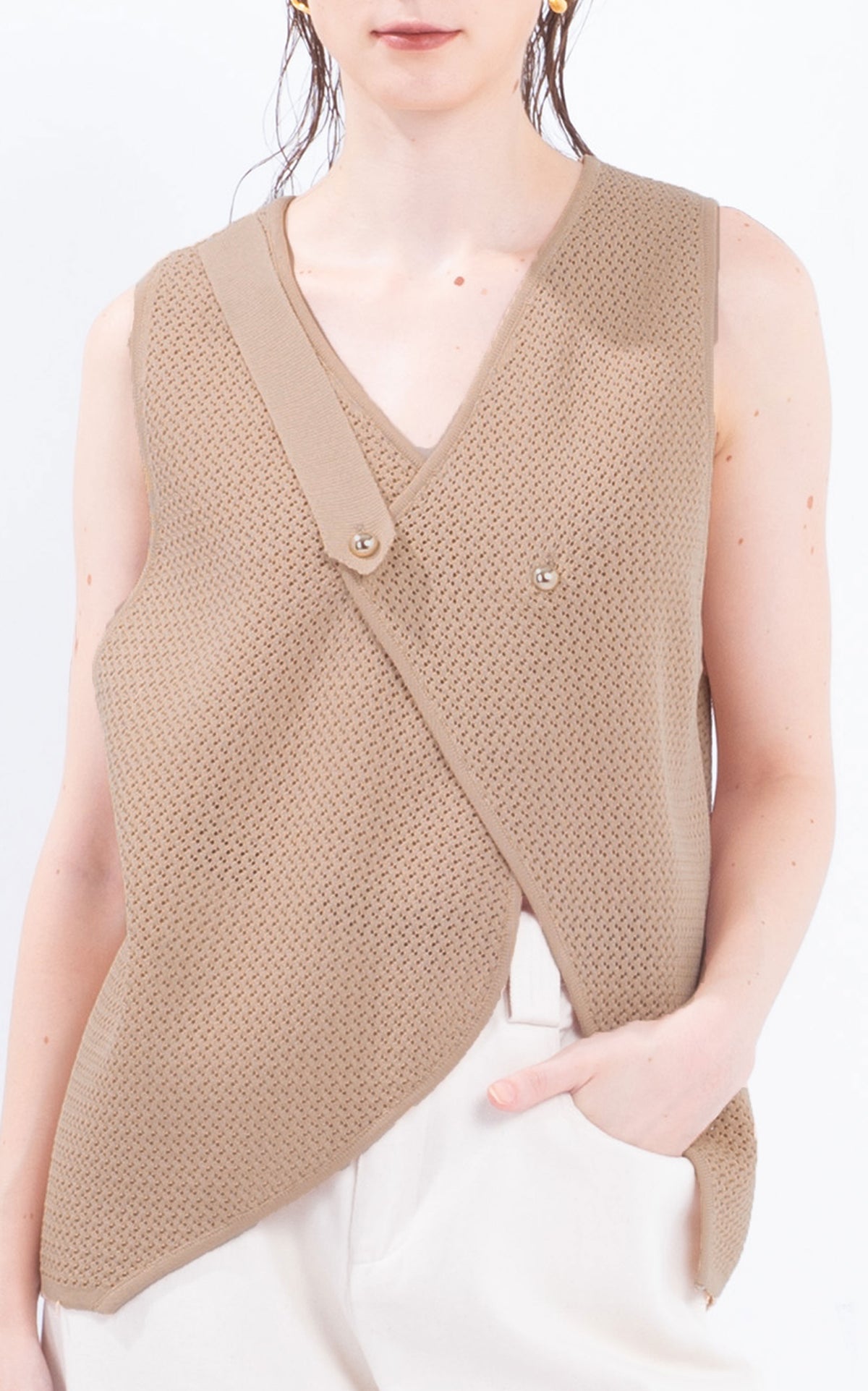 Asymmetry Knitted Vest Top