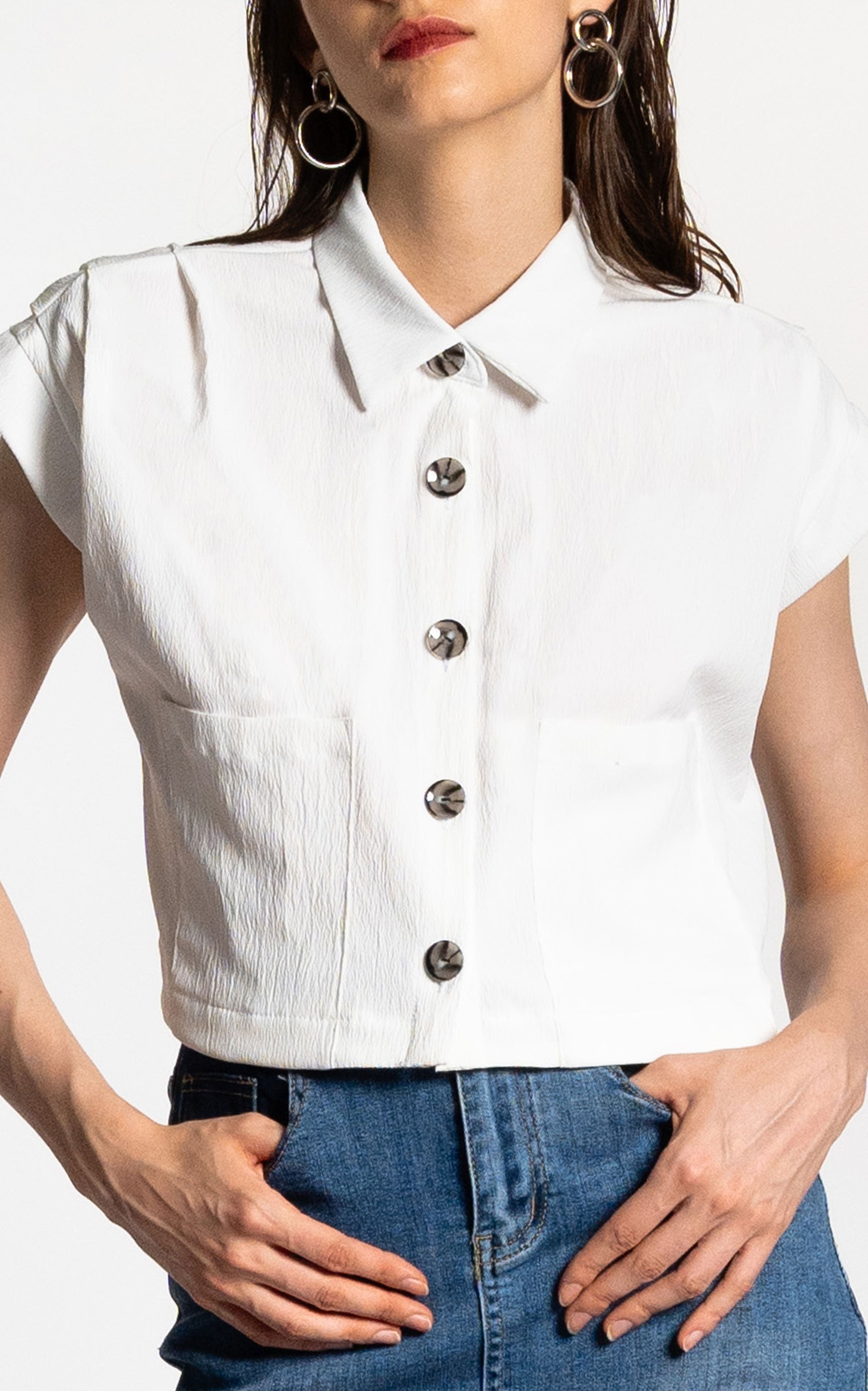 Crop Shirt with Tie Back
