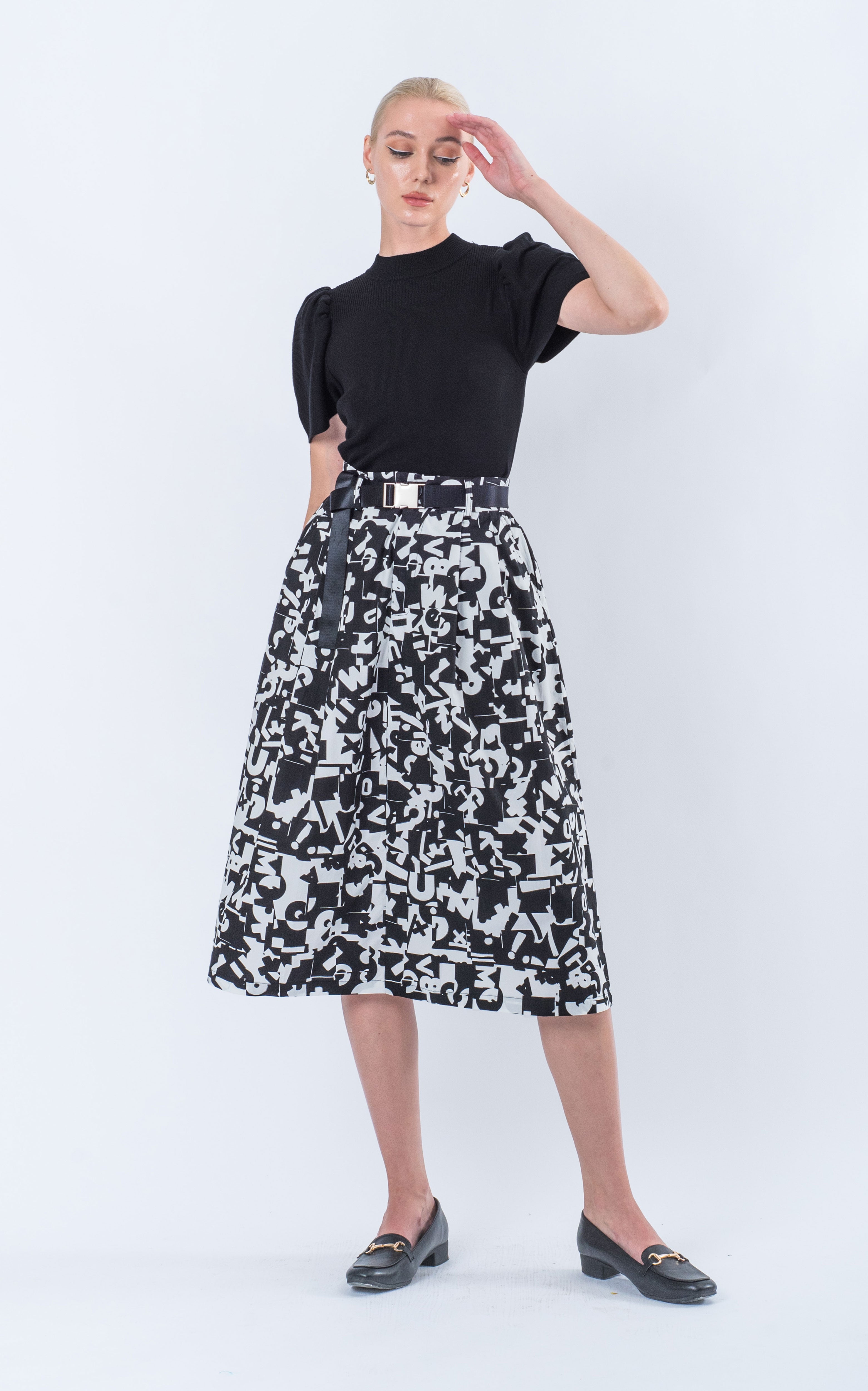 Monochrome Belted Skirt
