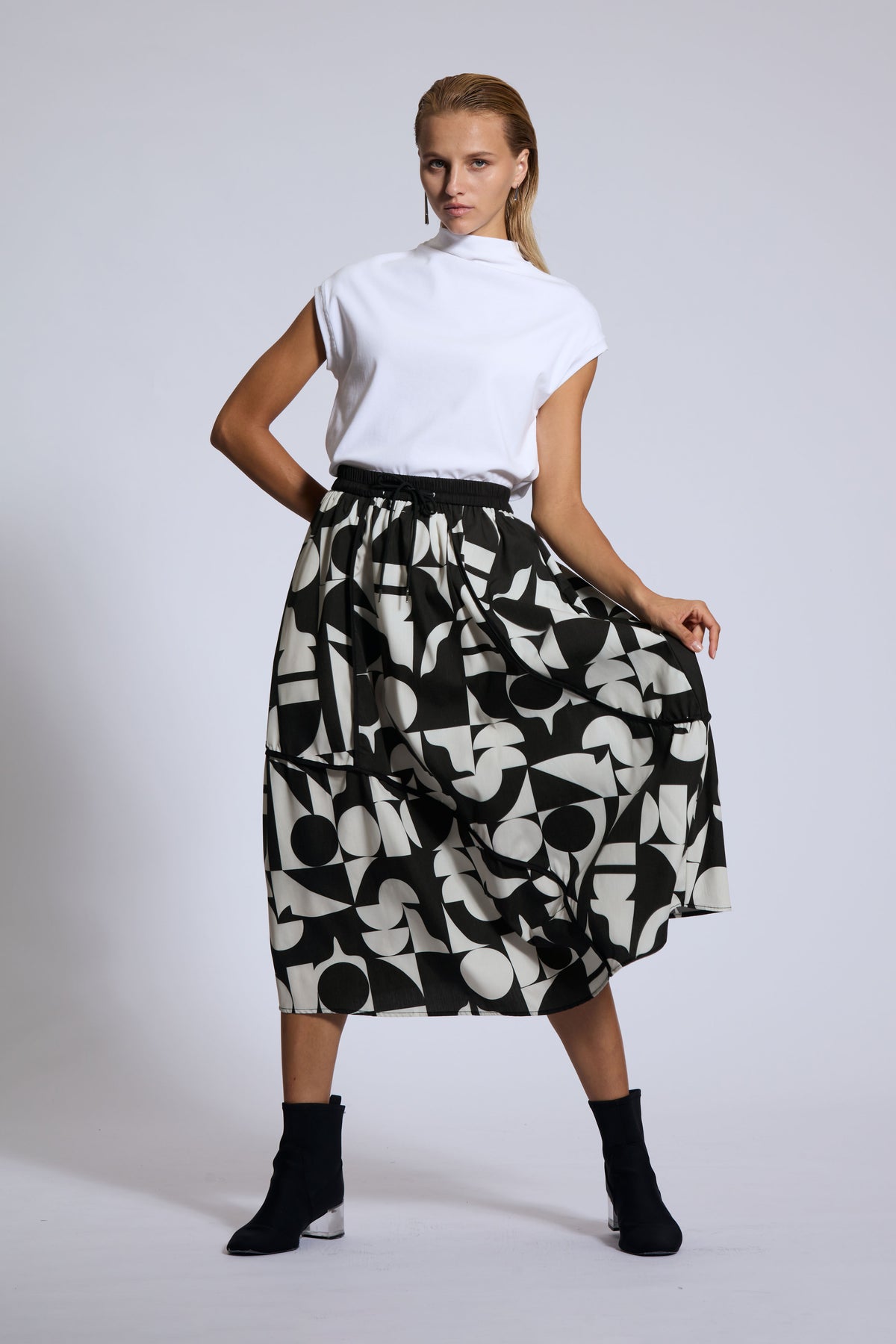 Monochrome Drawstring Skirt