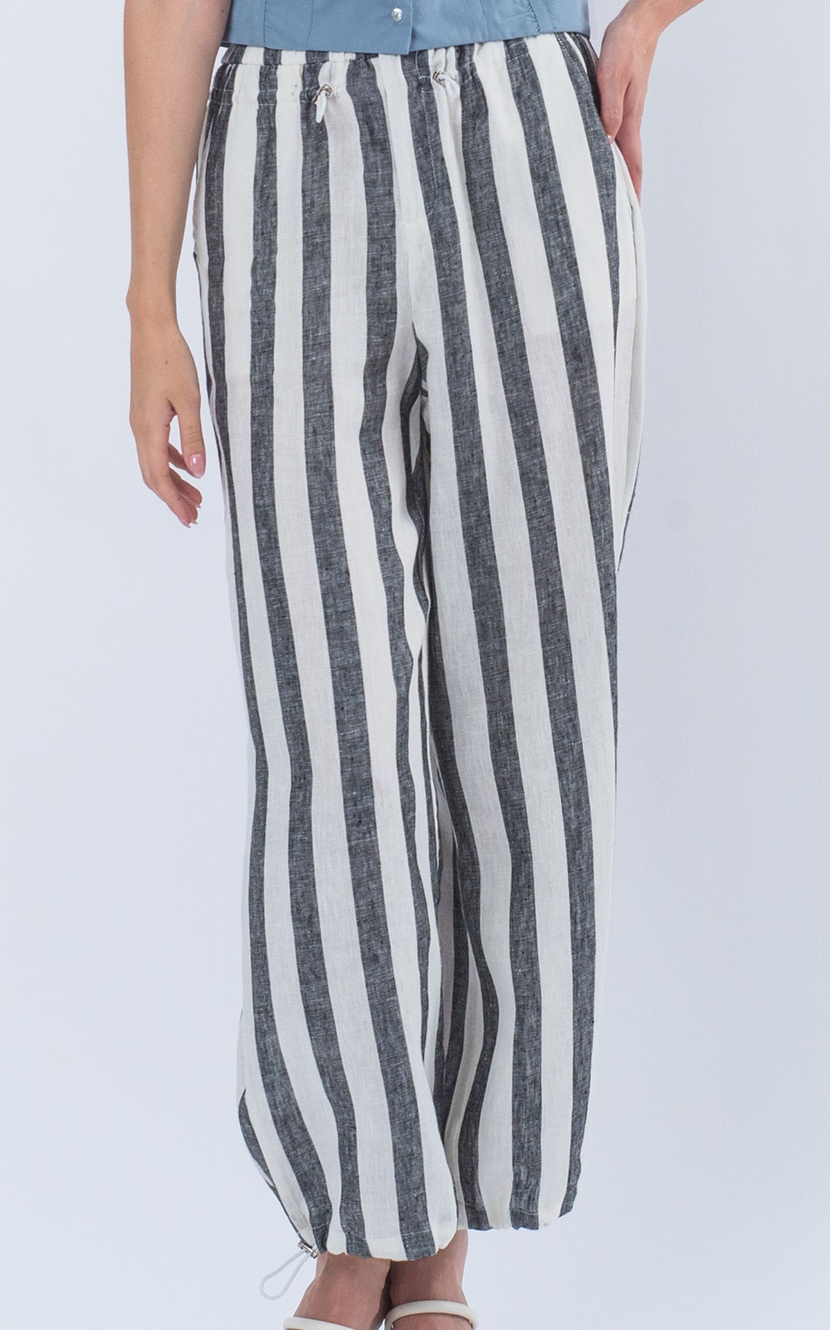 Drawstring Cuff Striped Pants