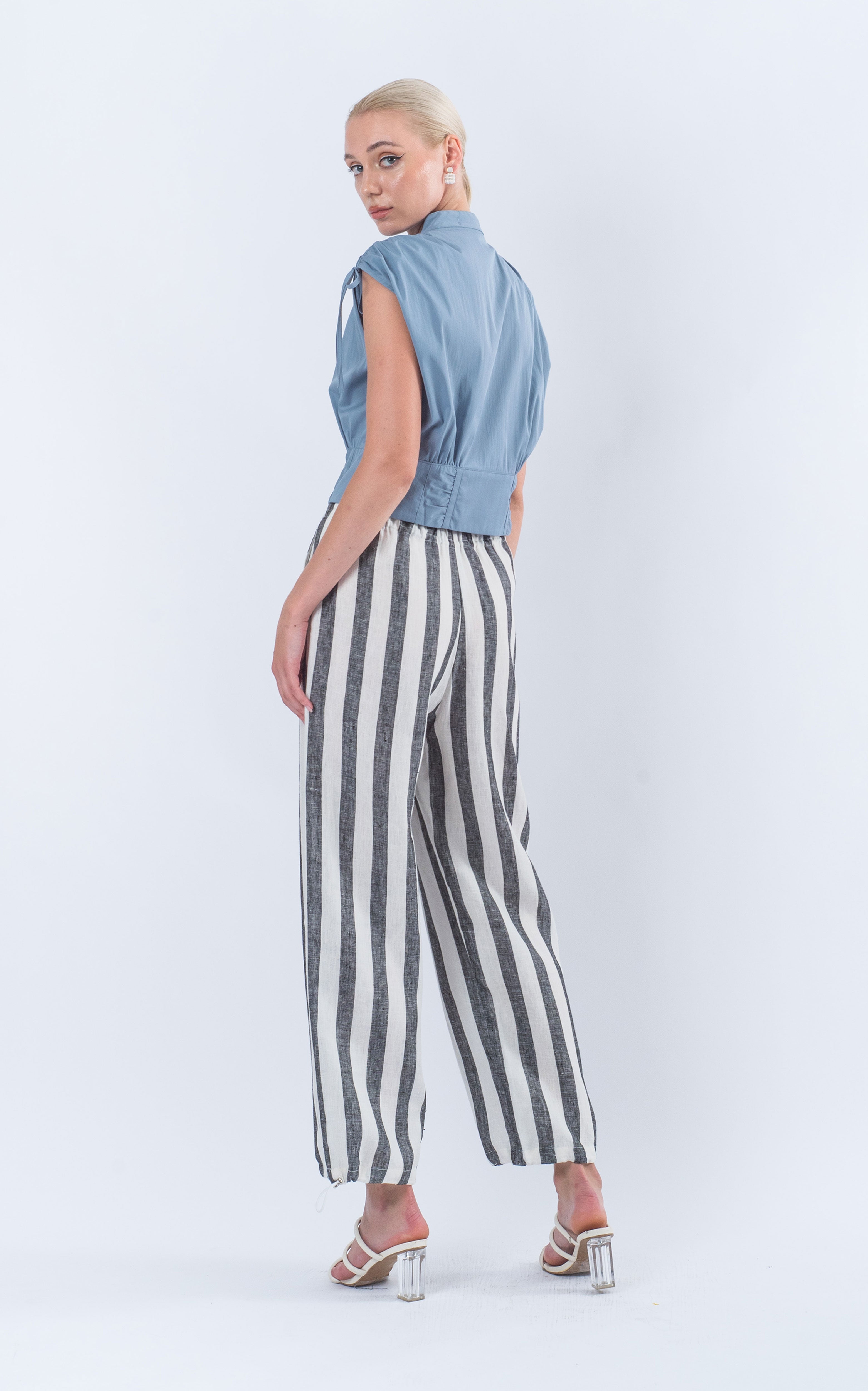 Drawstring Cuff Striped Pants