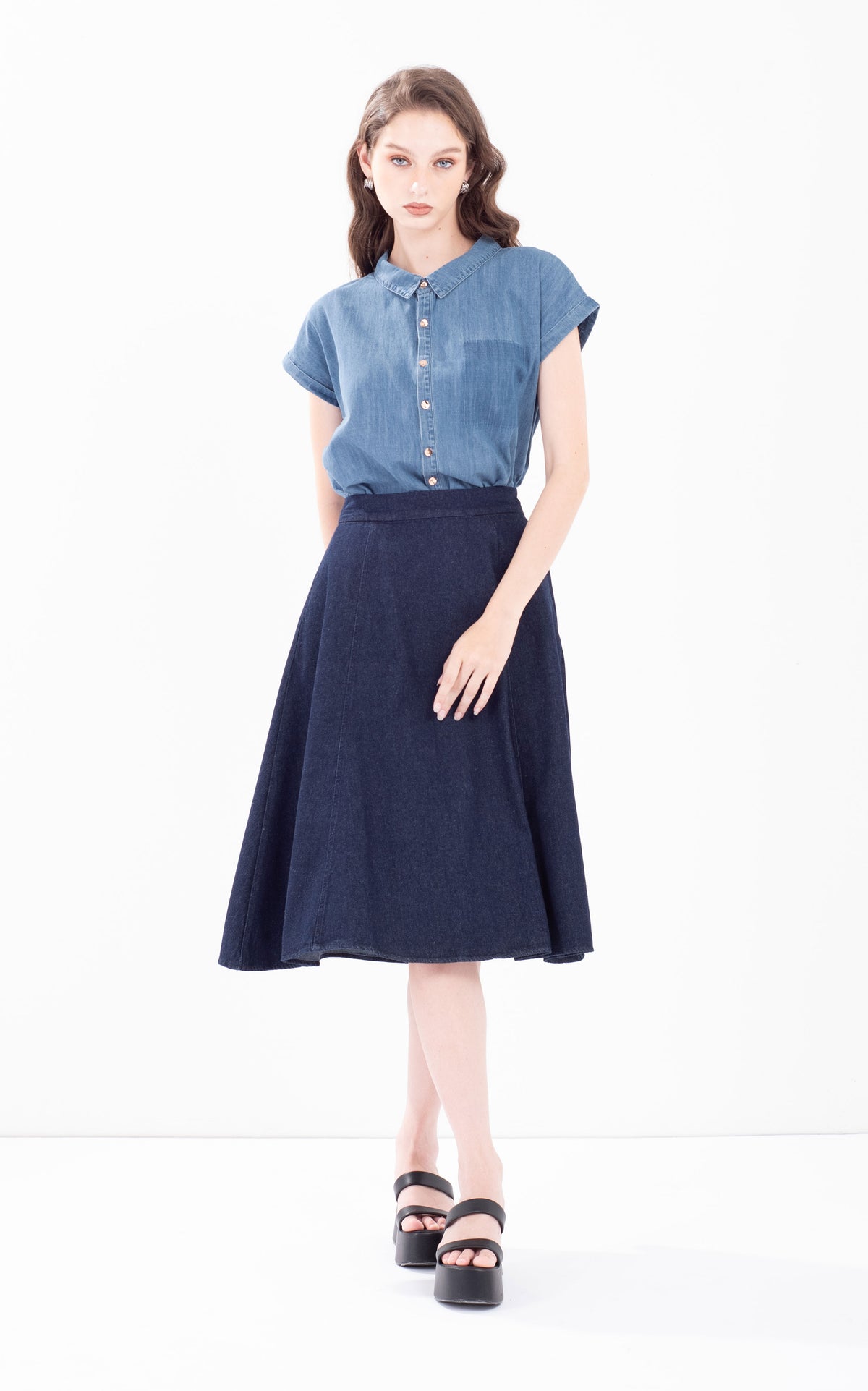 Denim Panel Skirt