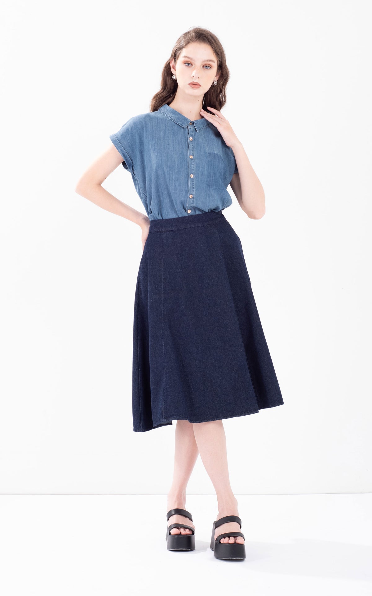 Denim Panel Skirt