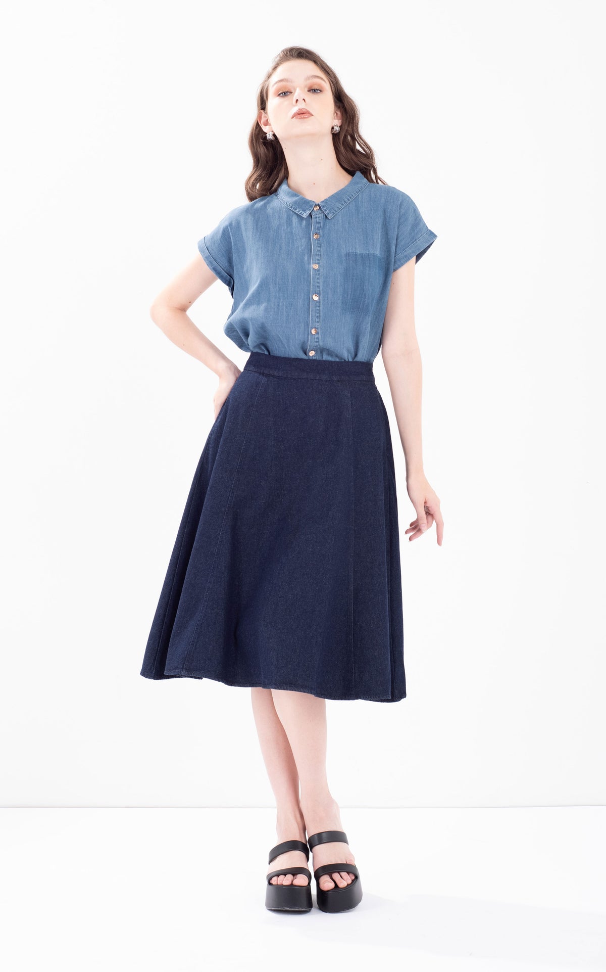 Denim Panel Skirt