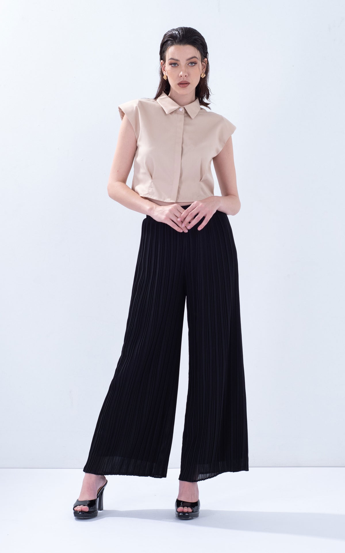 Chiffon Pleated Palazzo Pants