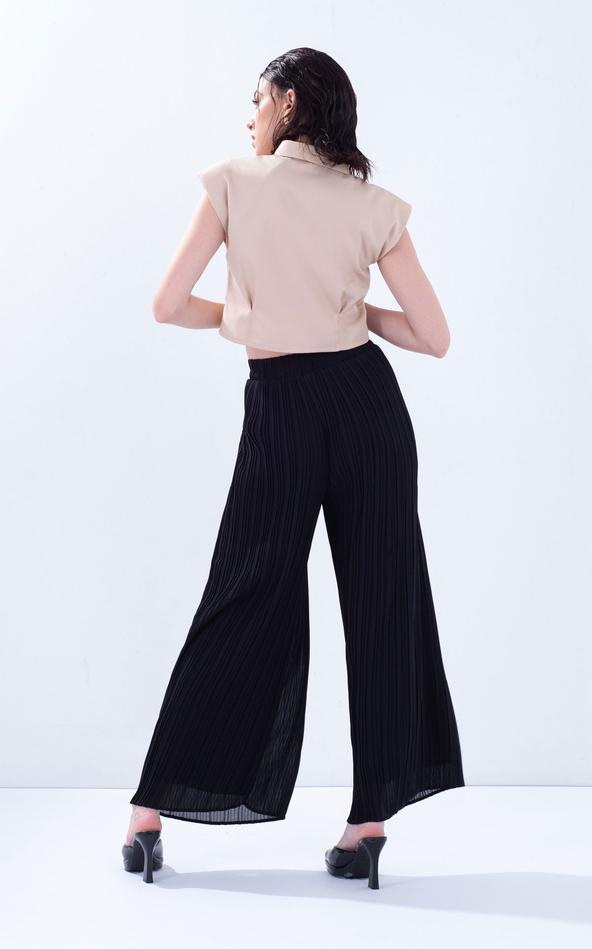 Chiffon Pleated Palazzo Pants