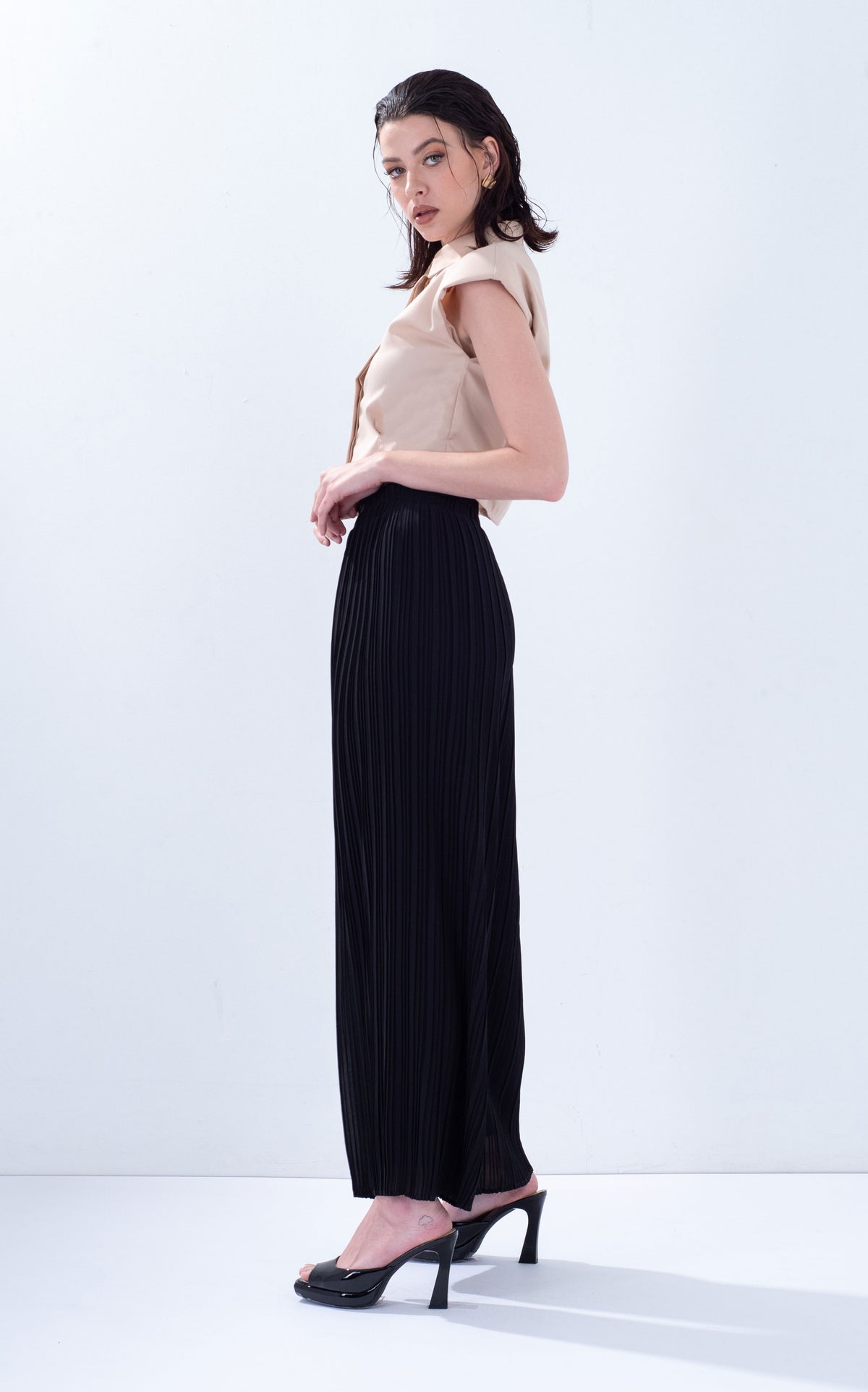 Chiffon Pleated Palazzo Pants