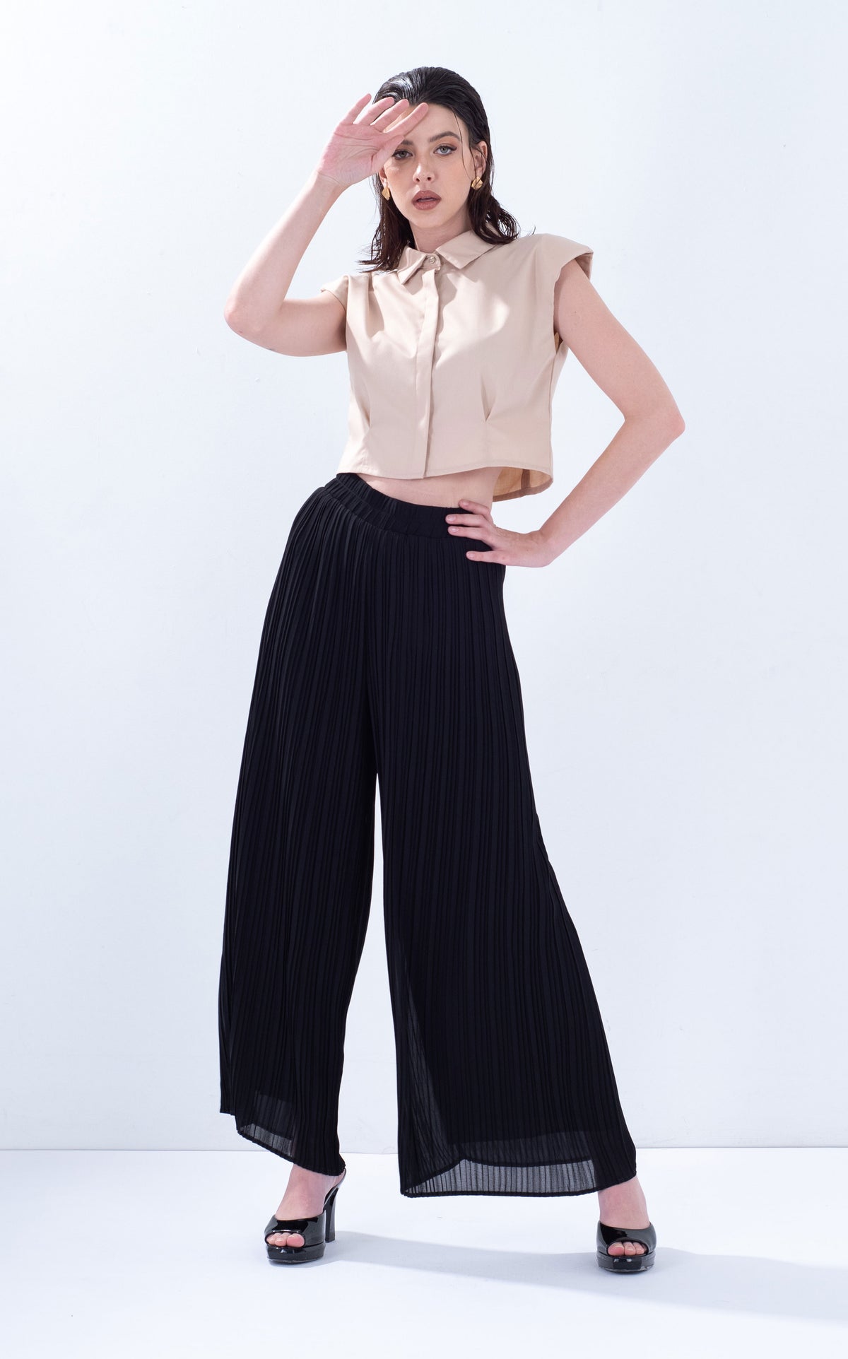 Chiffon Pleated Palazzo Pants