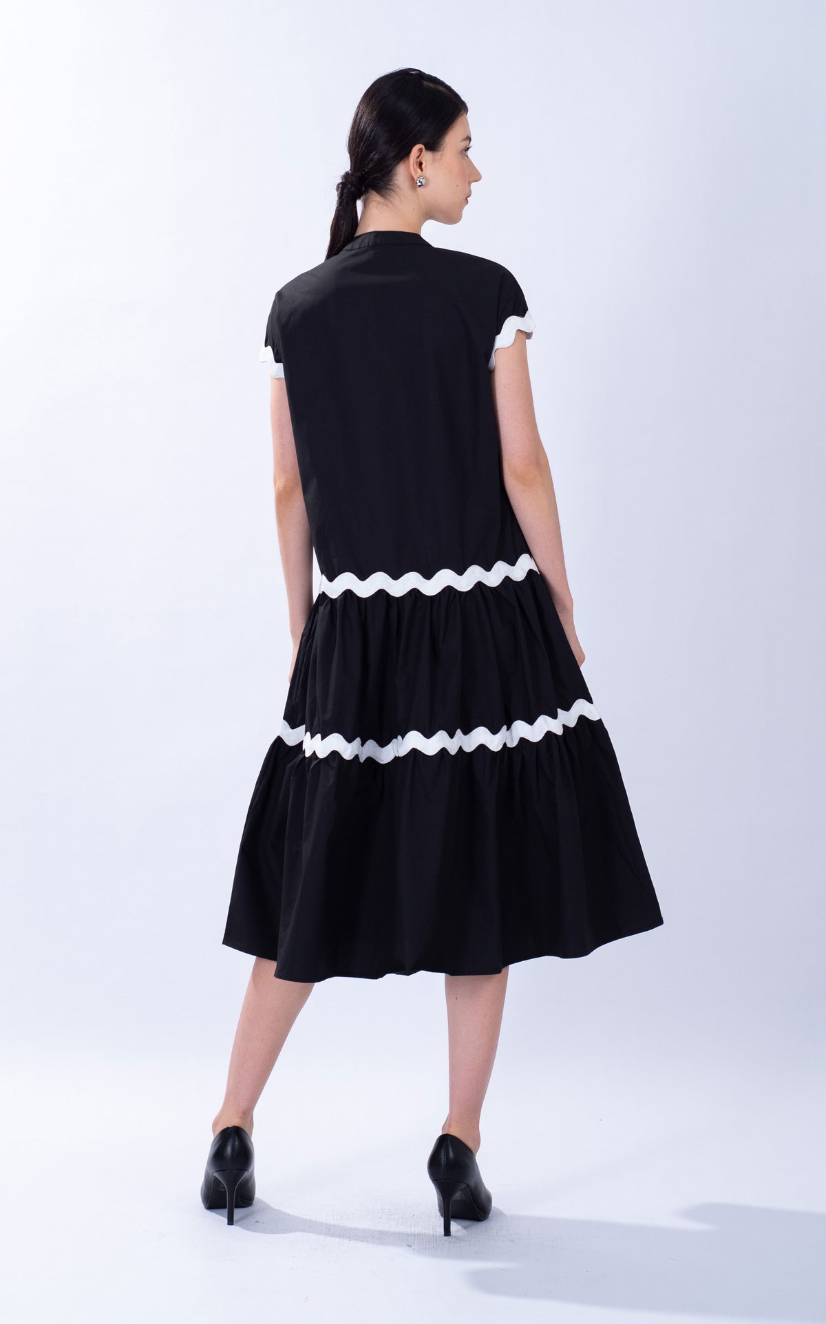 Wavy Trim Cotton Dress