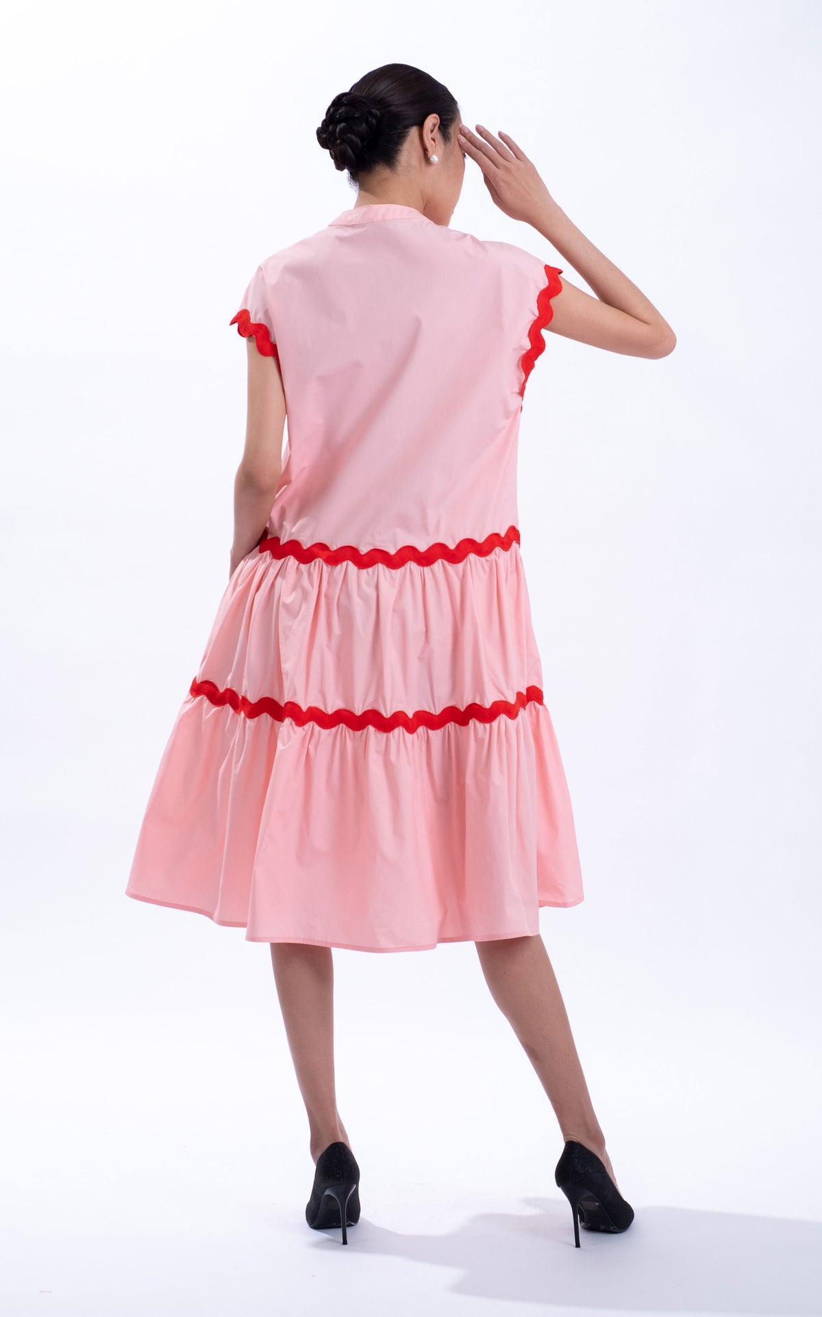 Wavy Trim Cotton Dress