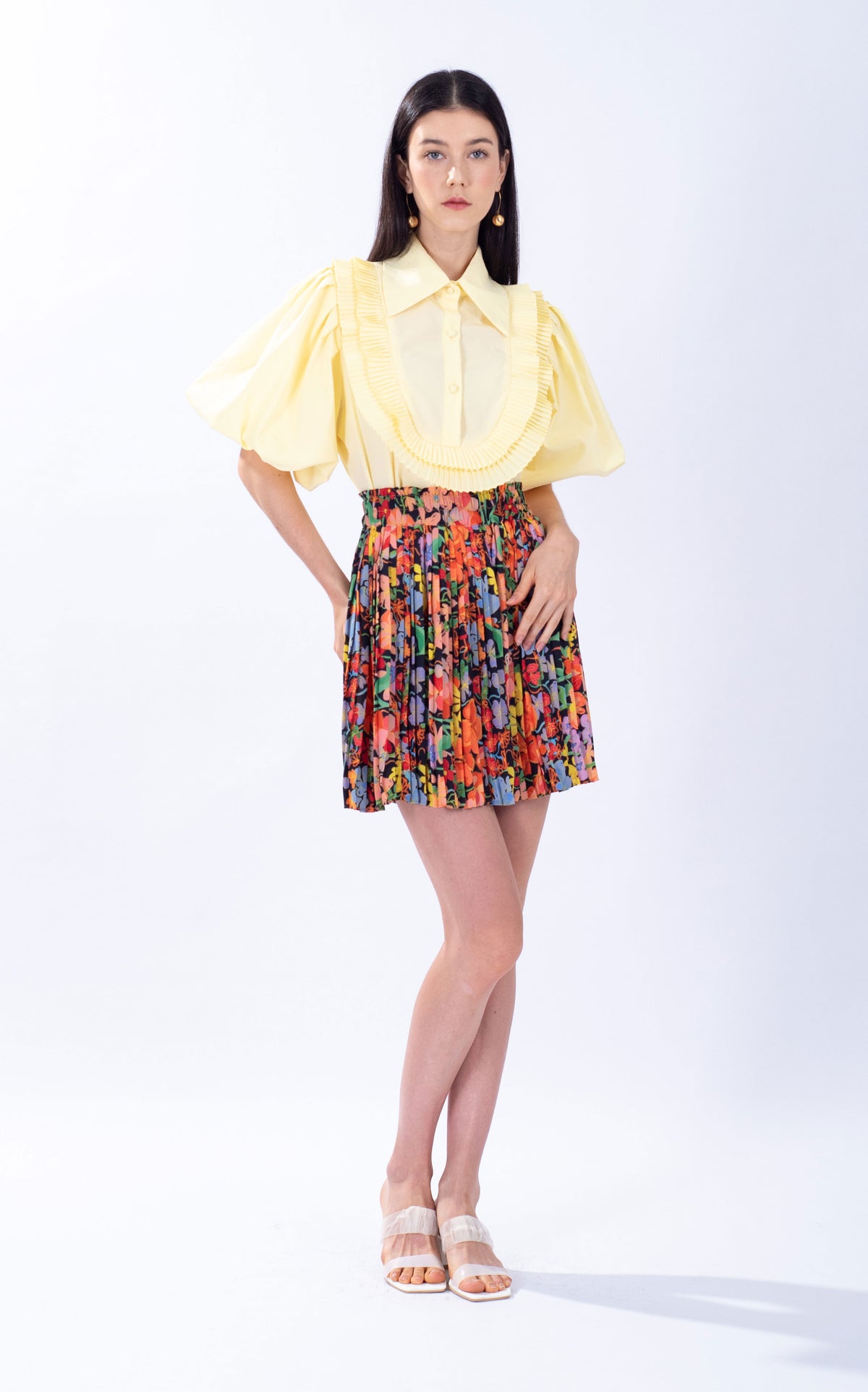 Spring Floral Chiffon Mini Skirt