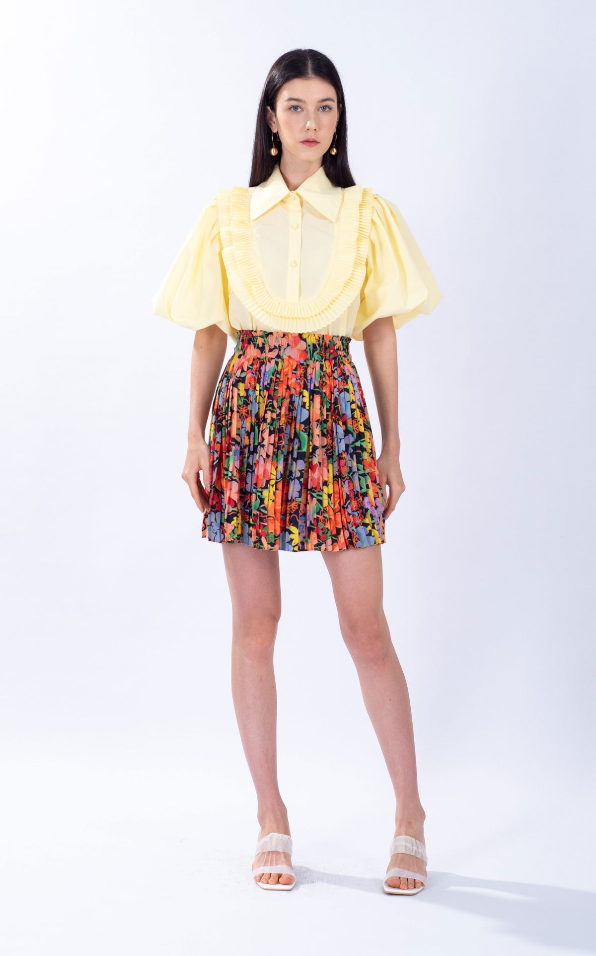 Spring Floral Chiffon Mini Skirt