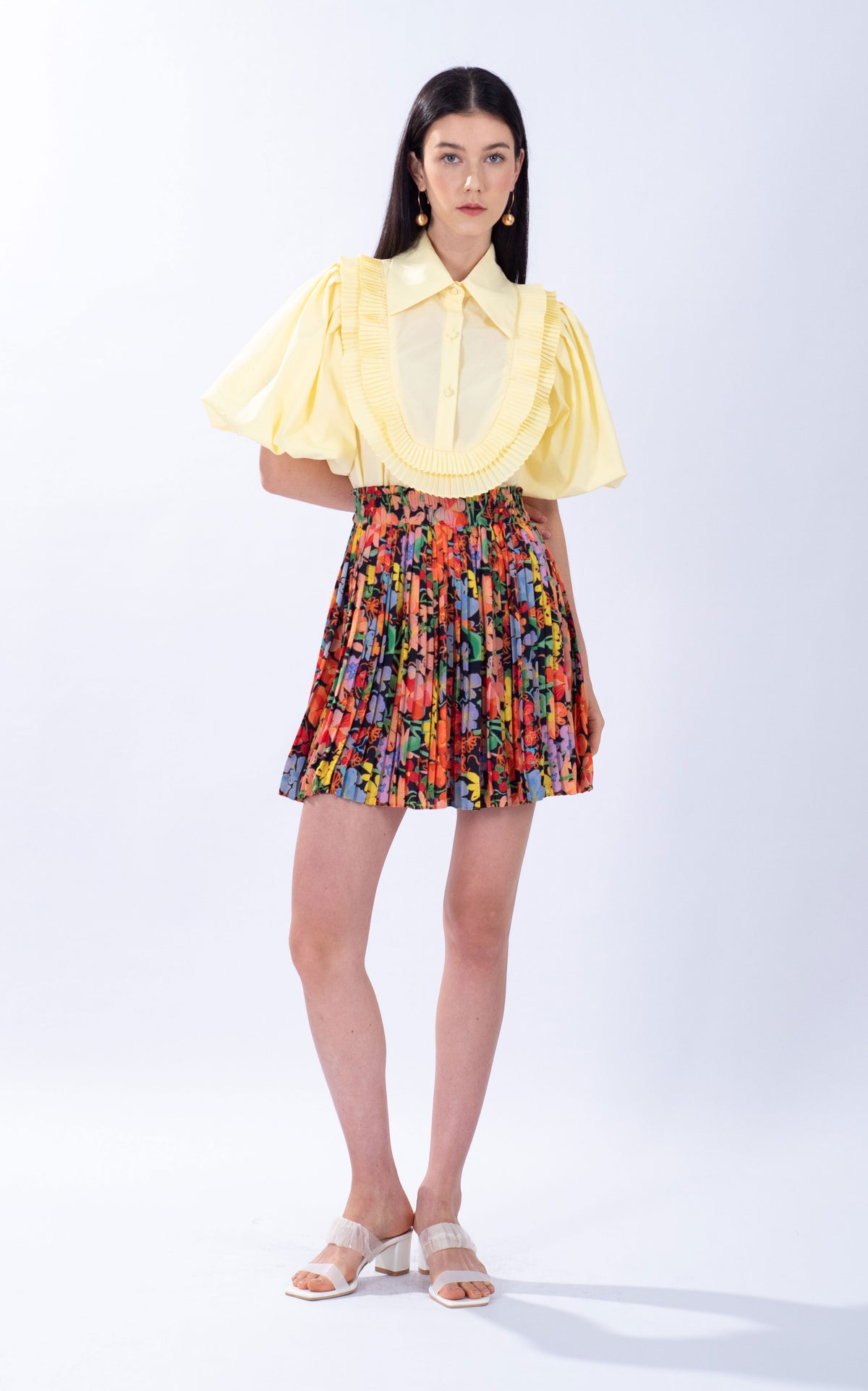 Spring Floral Chiffon Mini Skirt