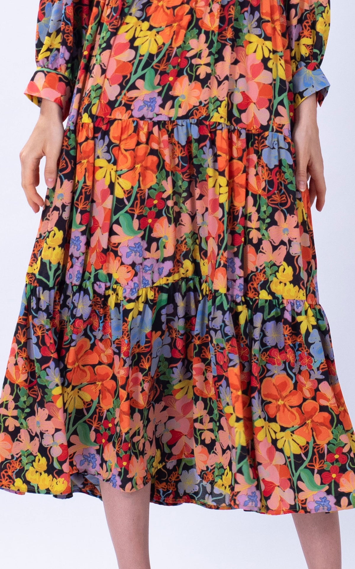 Spring Floral Chiffon Maxi Dress