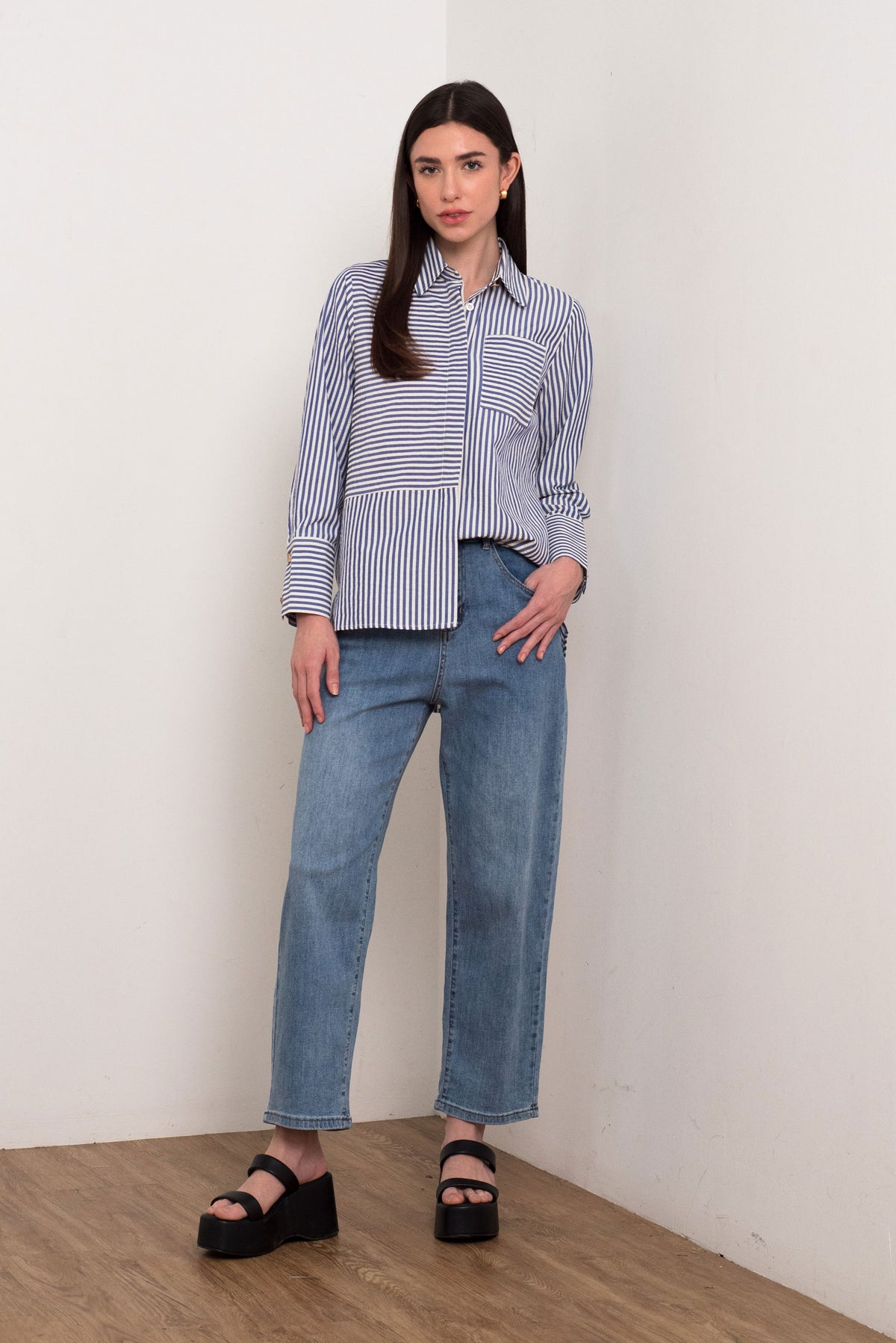 Textured Stripe Relaxed-Fit Shirt
