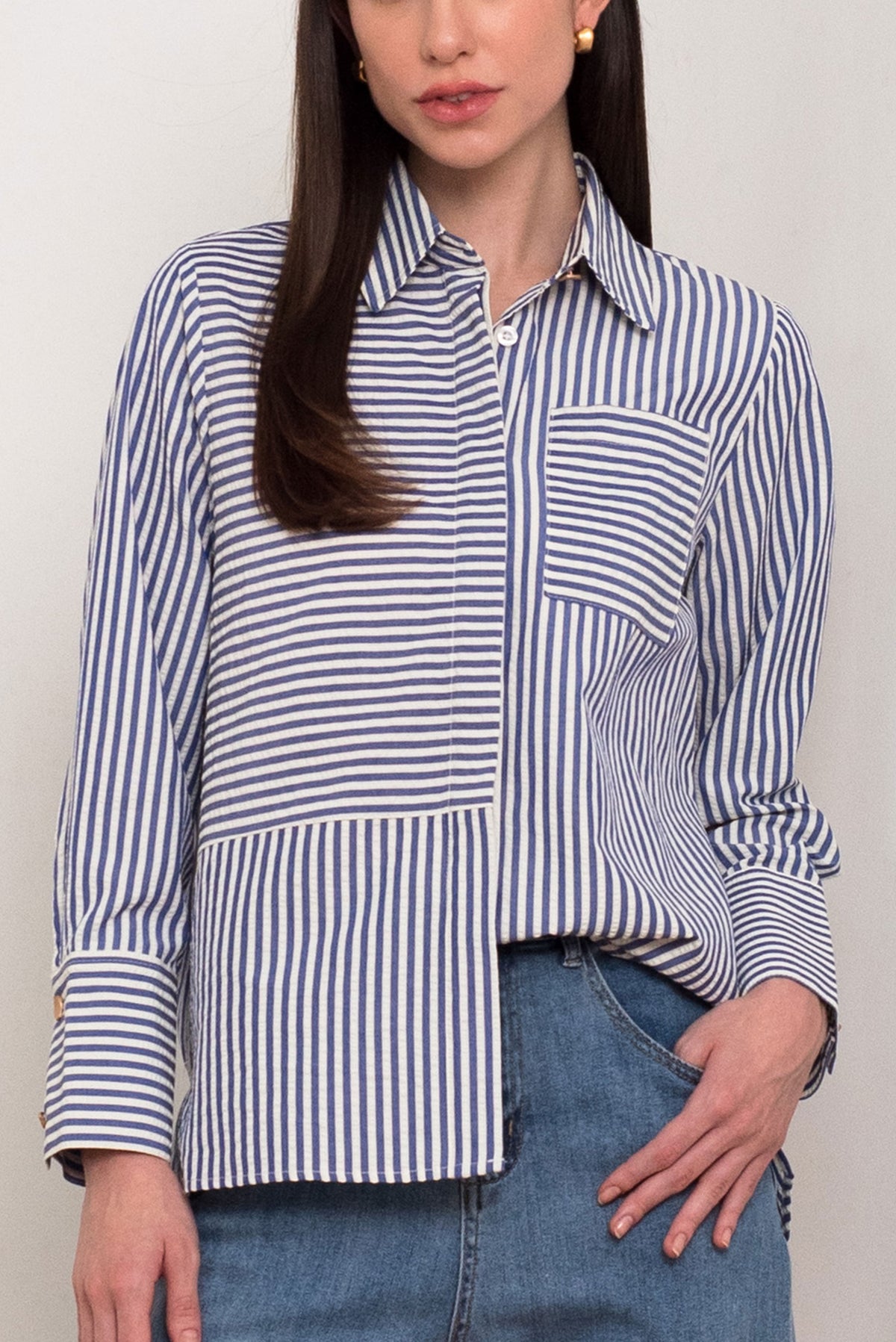 Textured Stripe Relaxed-Fit Shirt