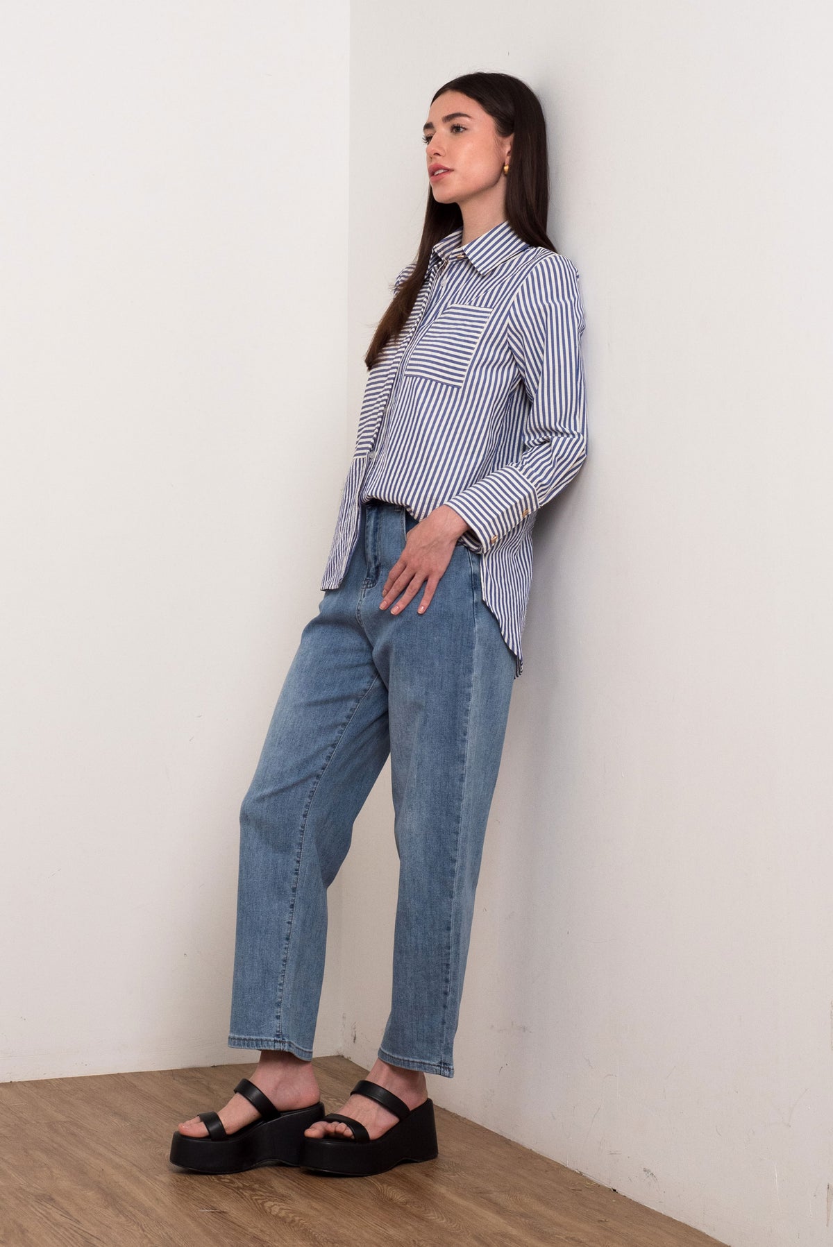 Textured Stripe Relaxed-Fit Shirt