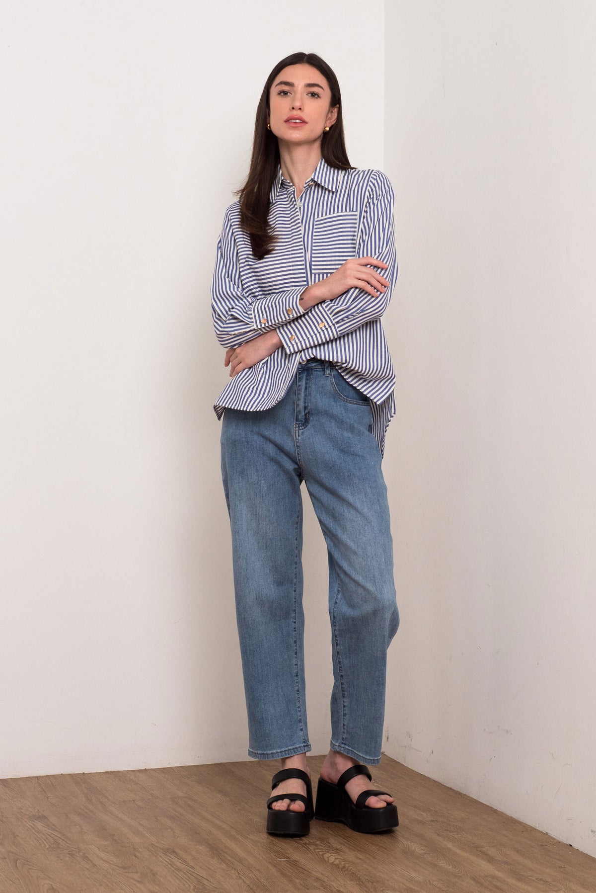 Textured Stripe Relaxed-Fit Shirt