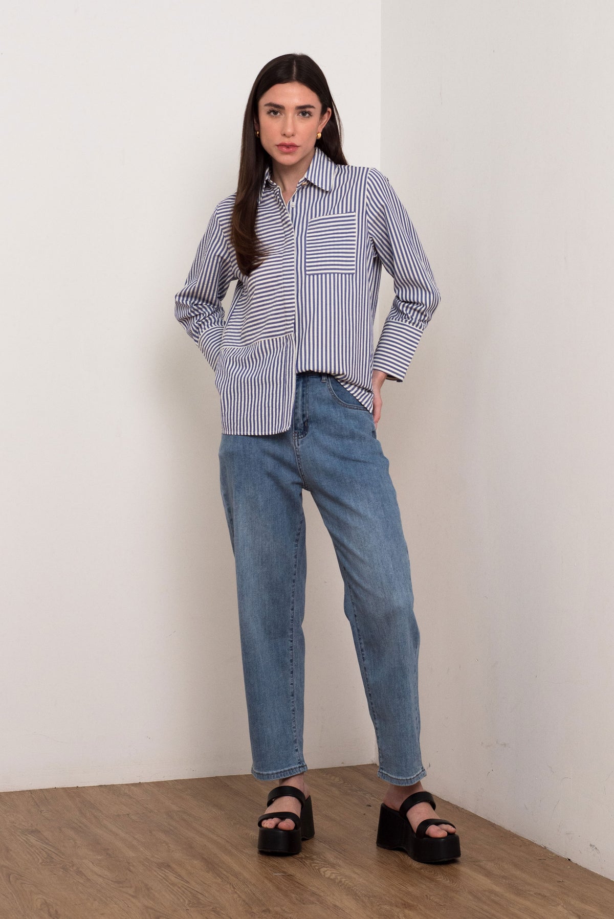 Textured Stripe Relaxed-Fit Shirt