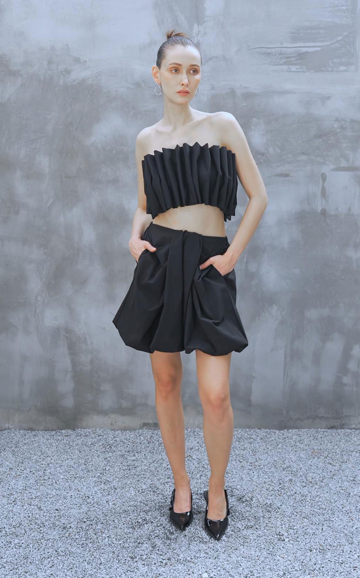 Structured Pleat Cotton Top KLFW