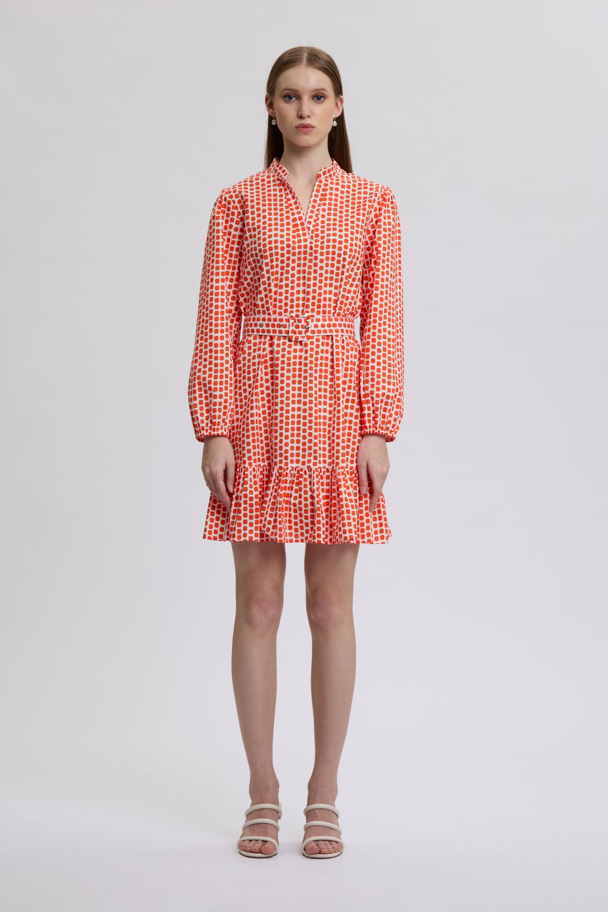 Geometric Belted Short Dress
