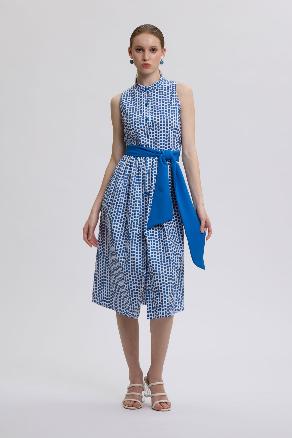 Geometric Tie Waist Dress