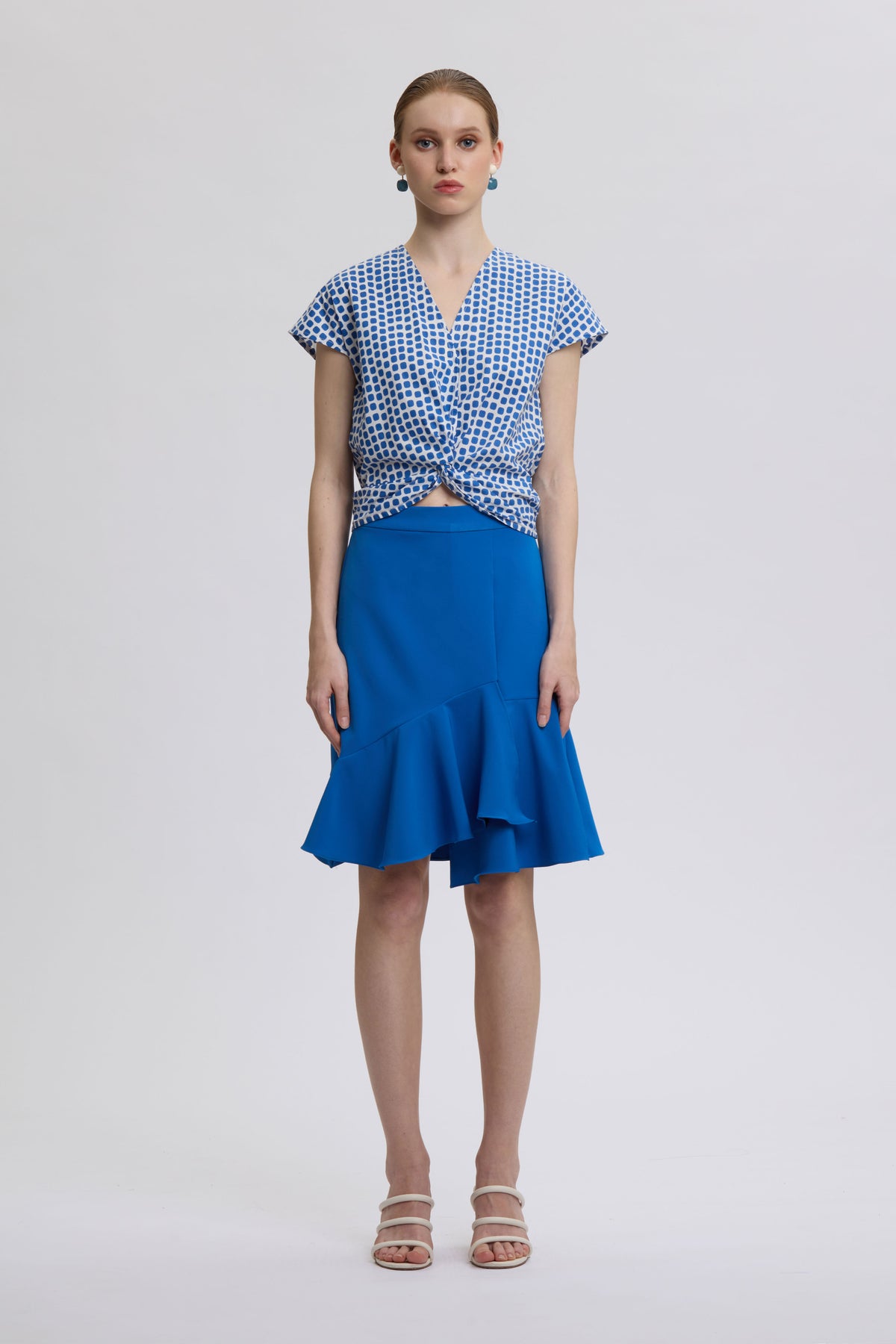 Geometric Front Drape Top