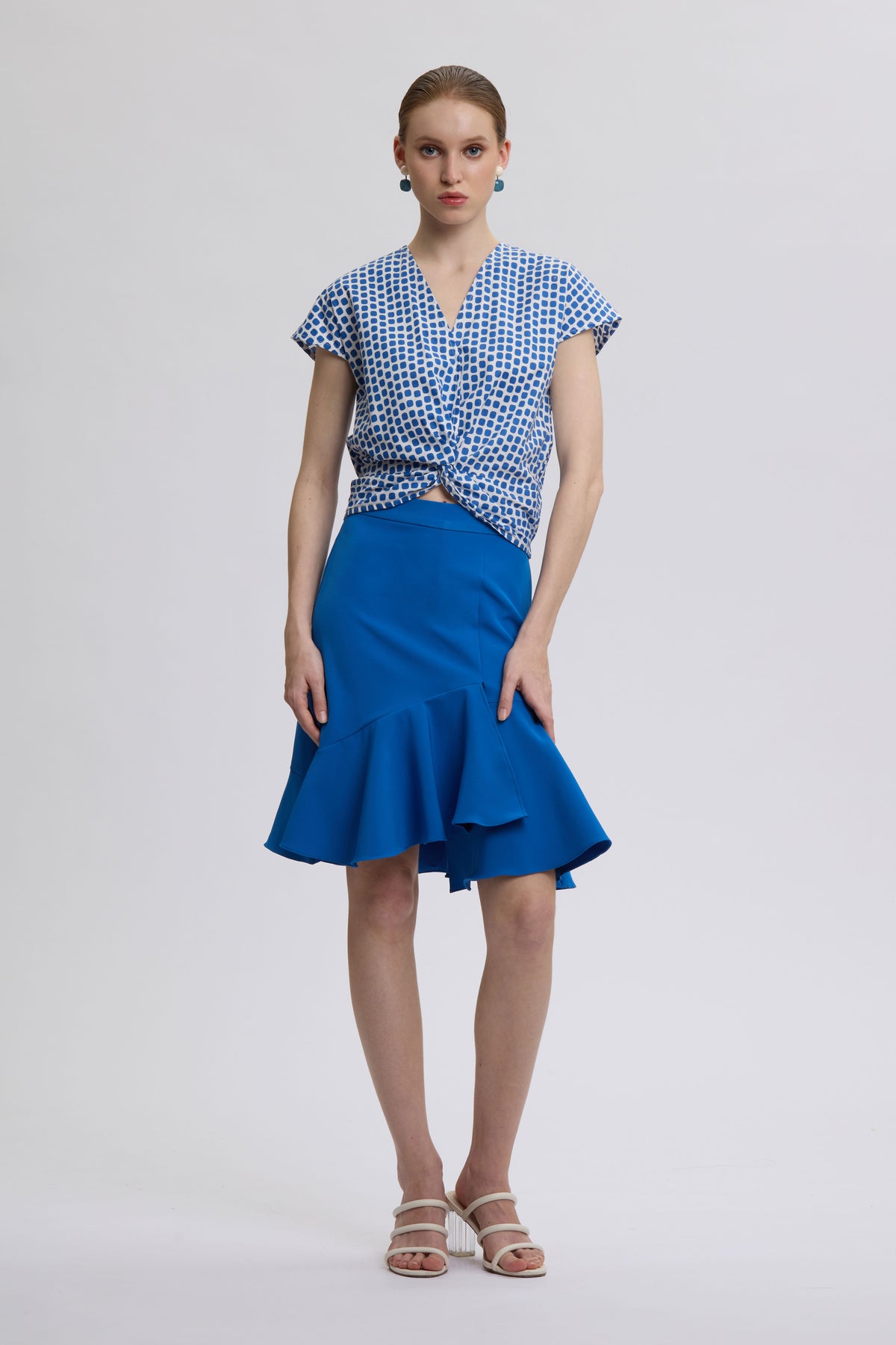 Geometric Front Drape Top