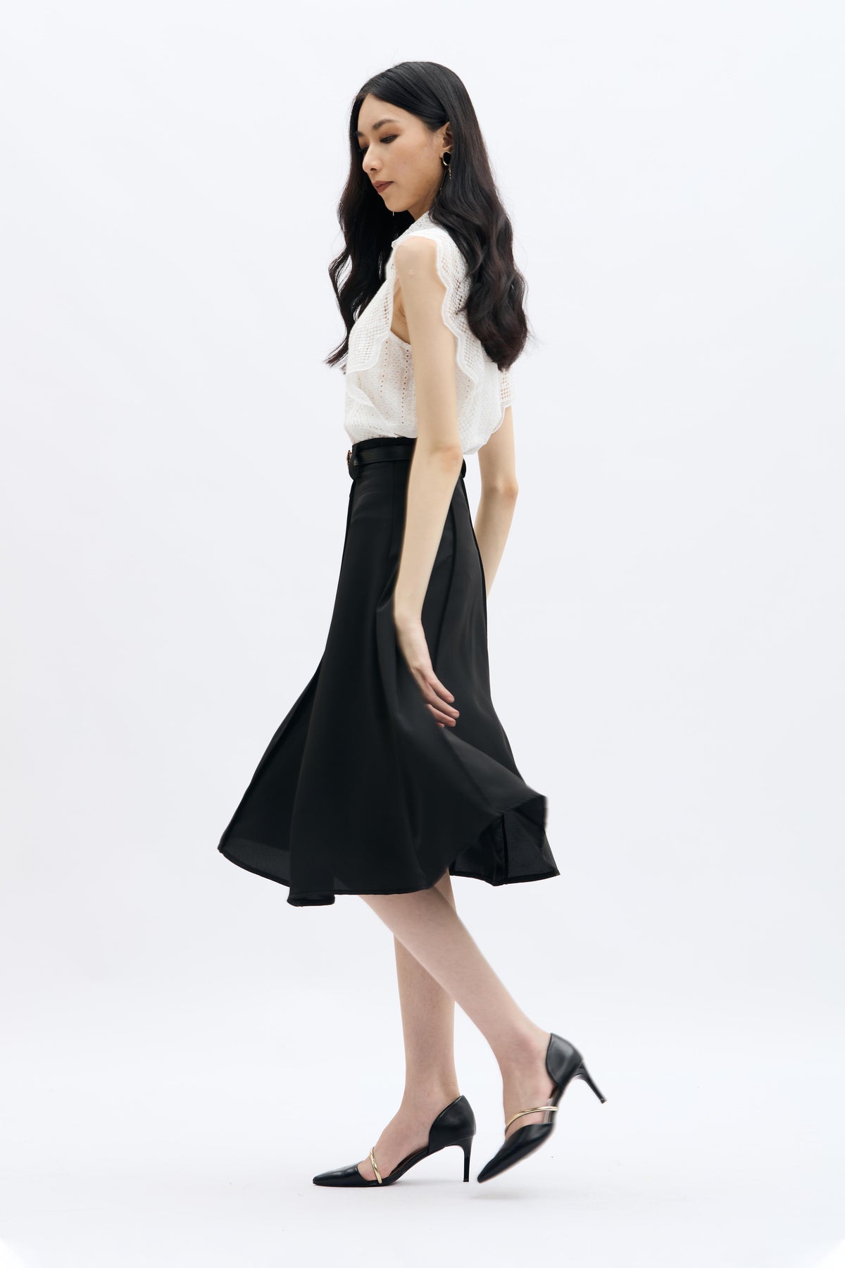 Panel Midi Skirt with Belt