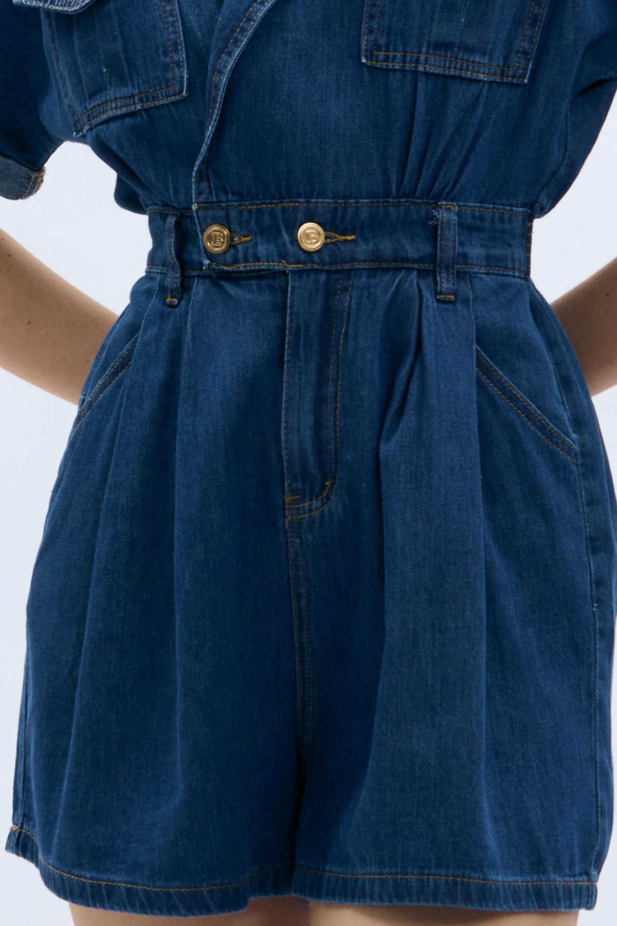 Open Back Denim Romper