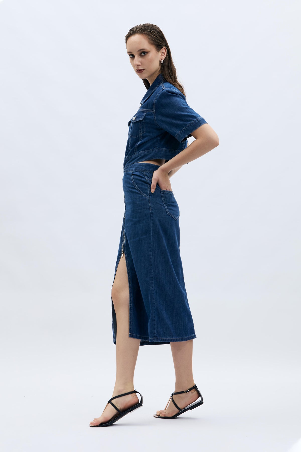 Waist Cut Out Denim Dress
