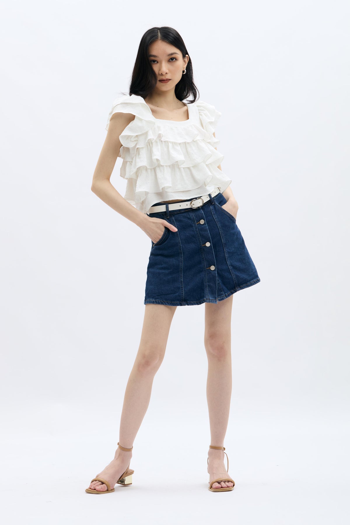Belted Denim Skorts