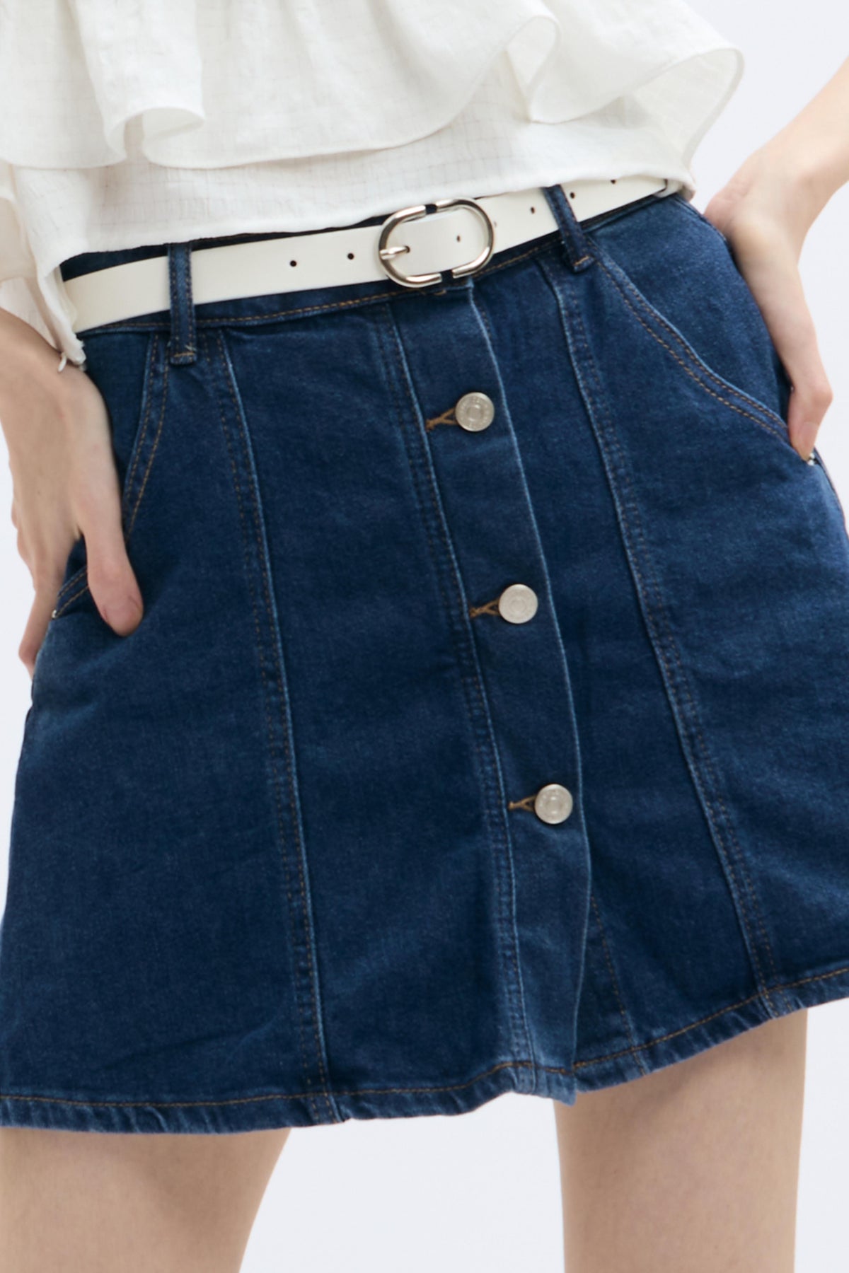 Belted Denim Skorts