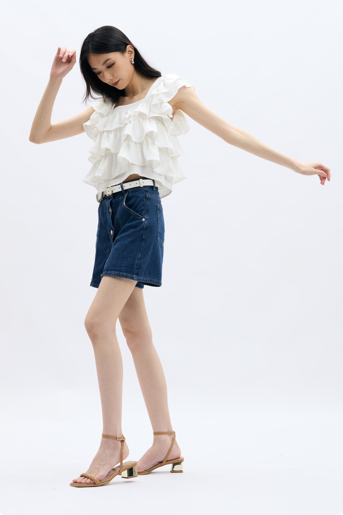 Belted Denim Skorts