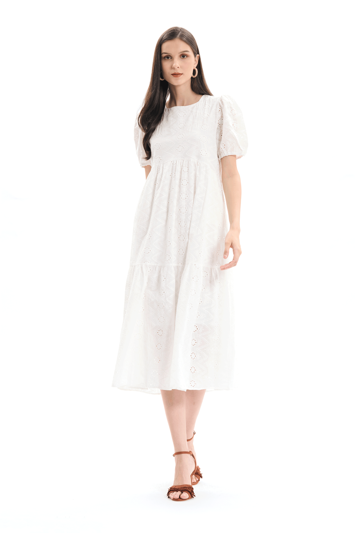 Cotton Lace Empire Tiered Dress